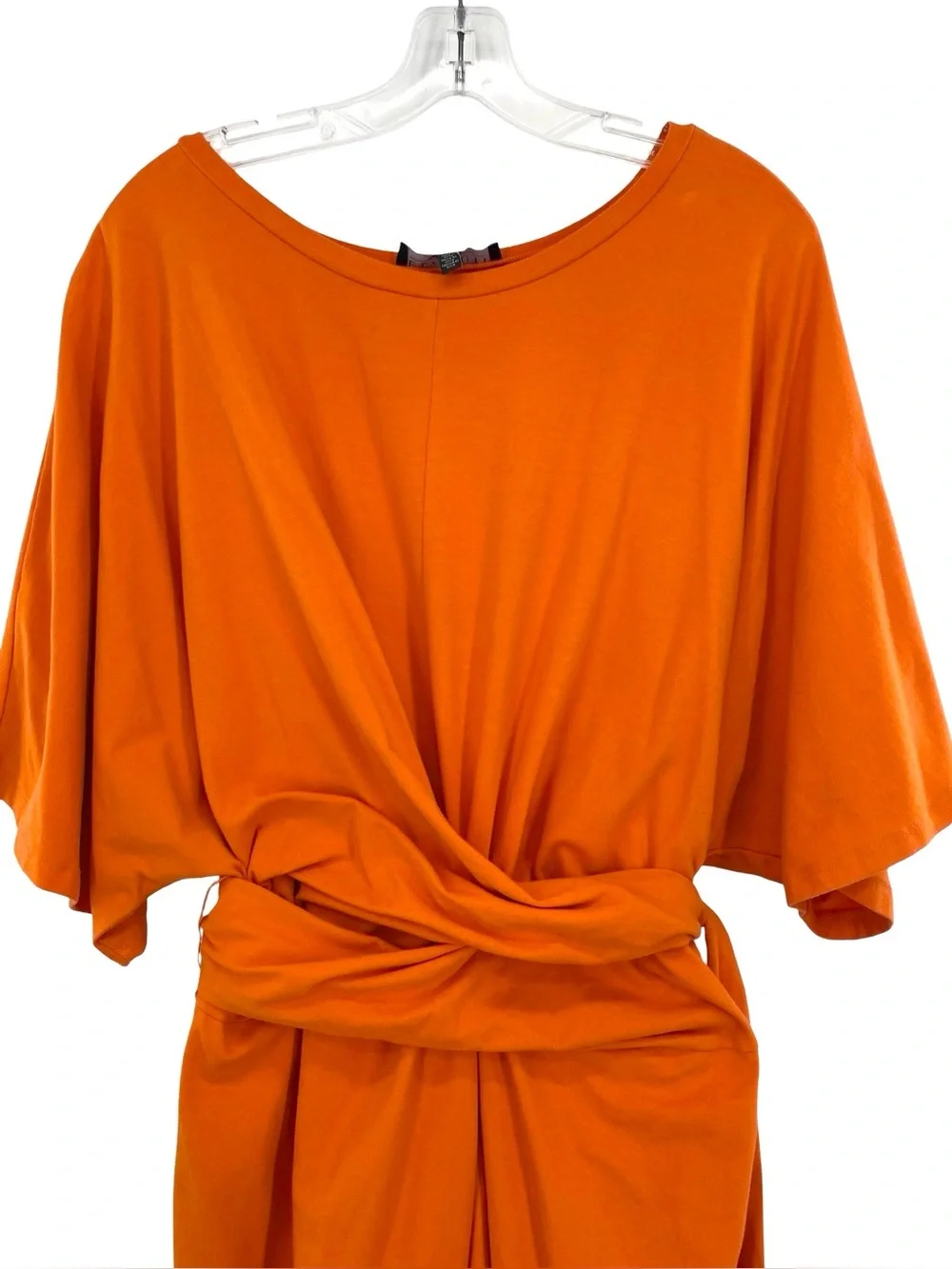 ELOQUII Cross Front Flutter Sleeve Cotton T-Shirt Dress Midi Size 22 - Picture 4 of 8